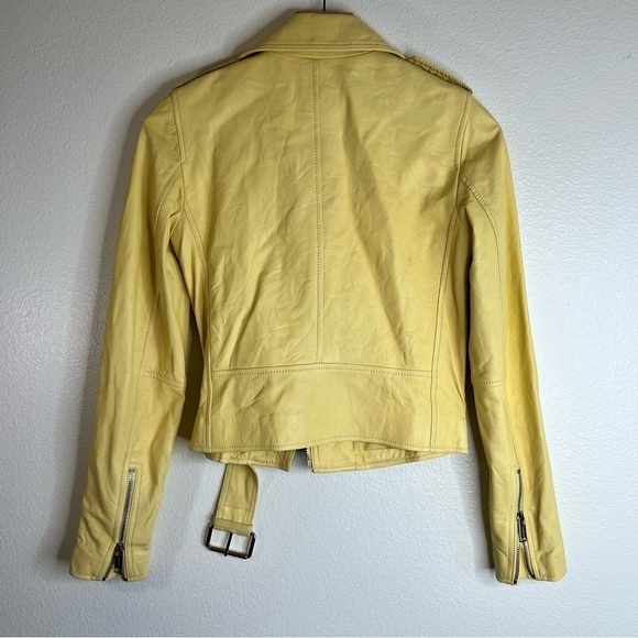 MICHAEL KORS Leather Moto Jacket Sunbeam Yellow - Picture 7 of 7